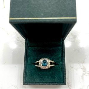 David Yurman - Petite Albion Ring with Blue Topaz and Pavé Diamonds